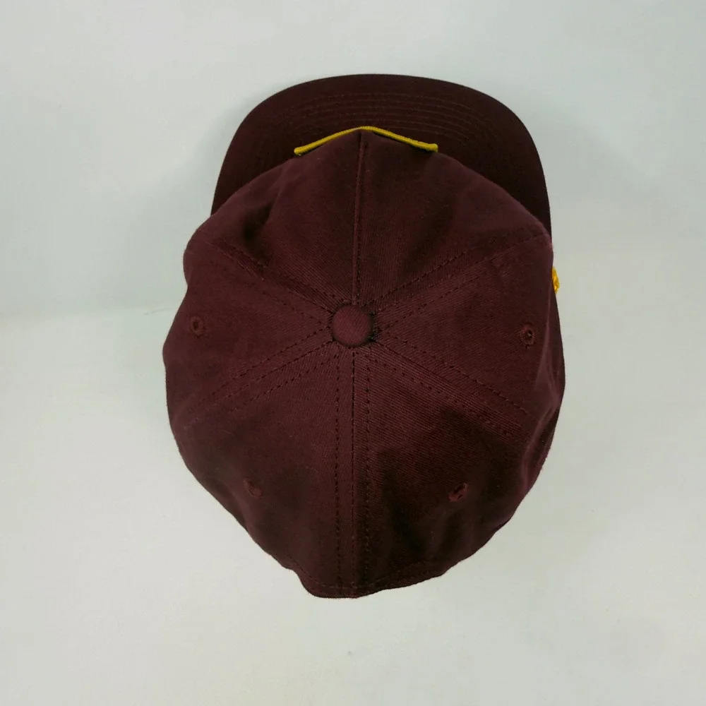 Rare Voodoo Doughnut Tempe AZ Maroon Snapback Rope Hat Yellow Patch Logo Cap ASU